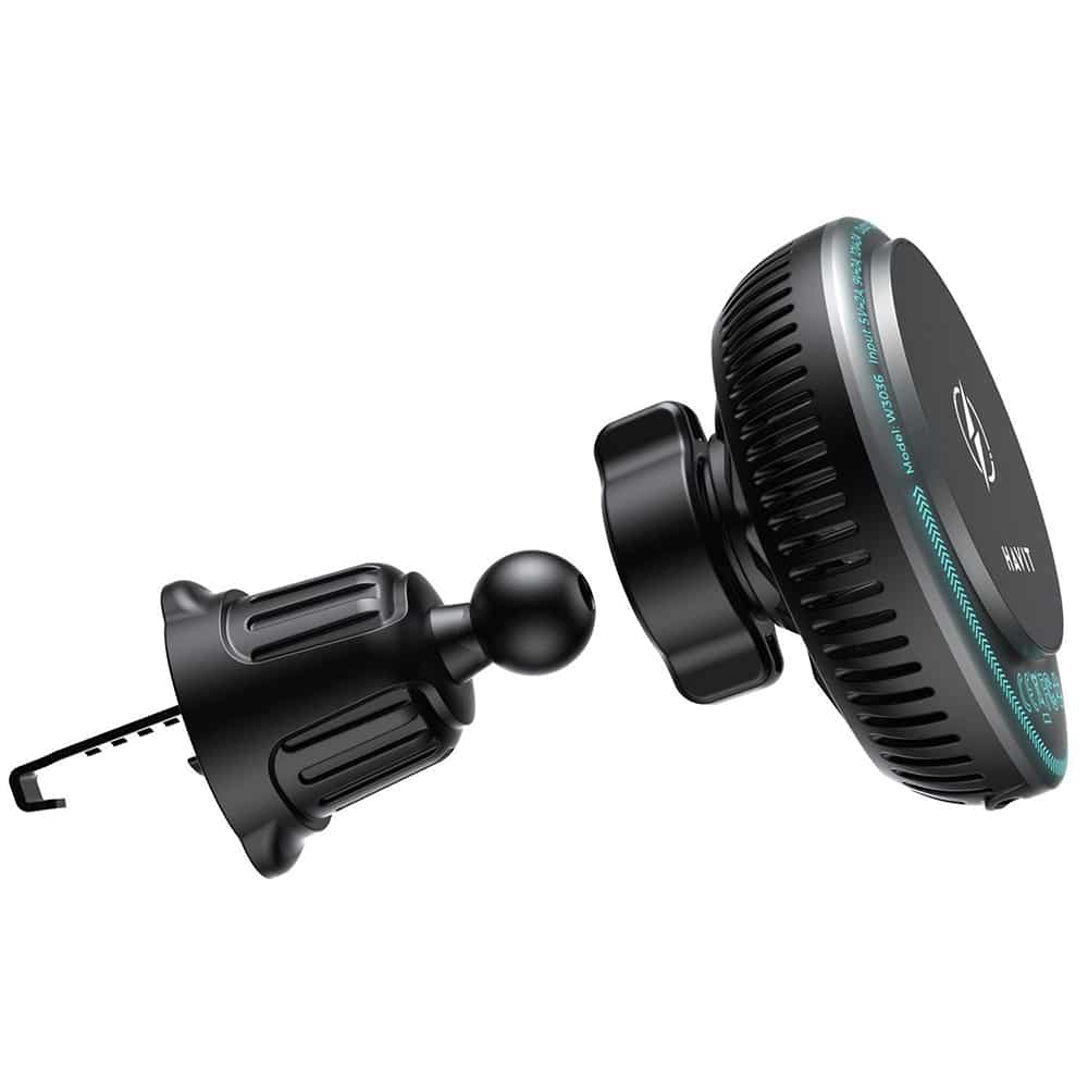 Havit - Car Holder With Wireless Charging (w3036) - With Cooler, For Air Vent, 15w - Black - Image 4