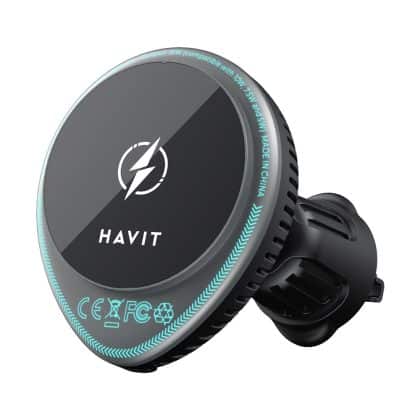Havit - Car Holder With Wireless Charging (w3036) - With Cooler, For Air Vent, 15w - Black