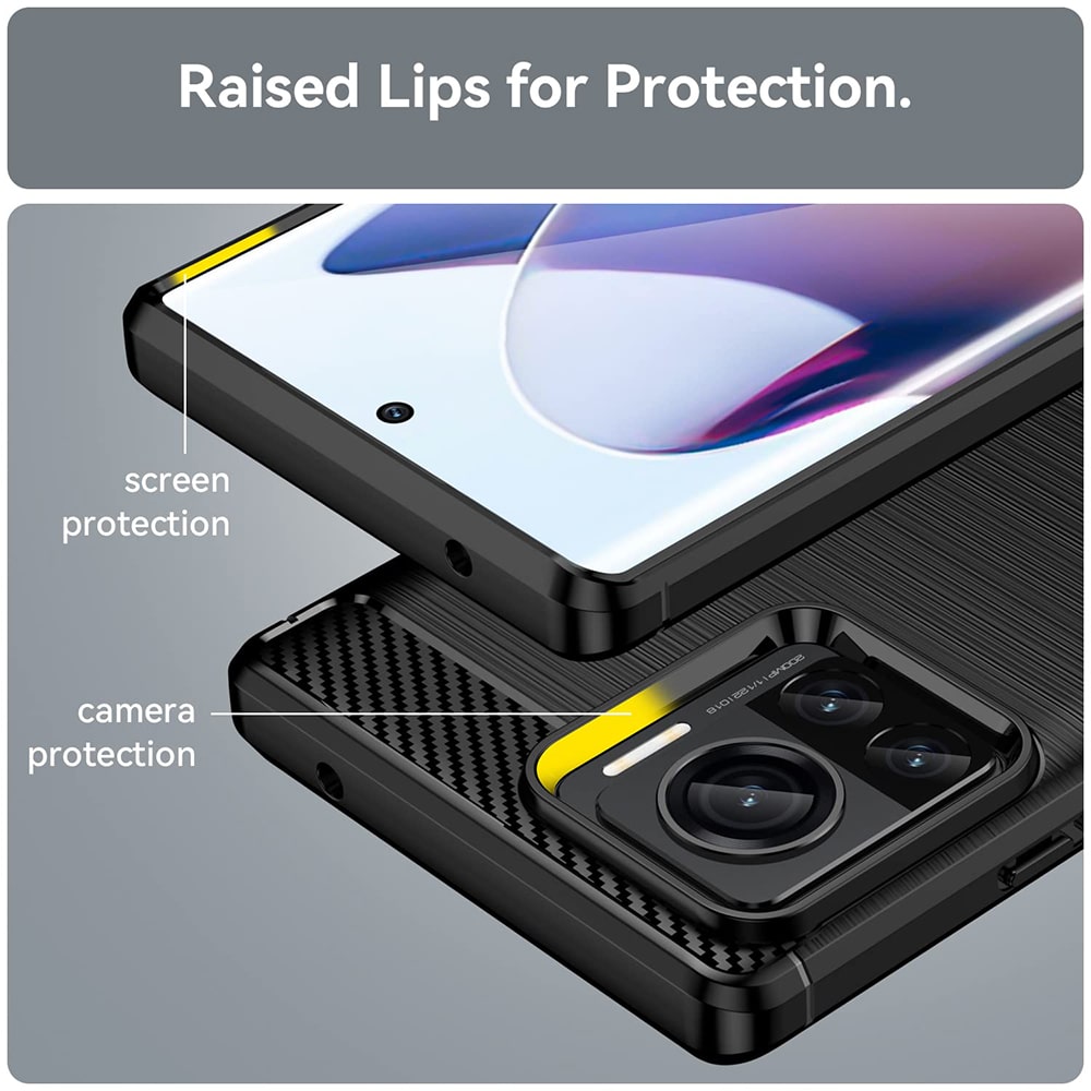 Techsuit Carbon Silicone - θήκη για Motorola Edge 30 Ultra - Μαύρο - Image 2