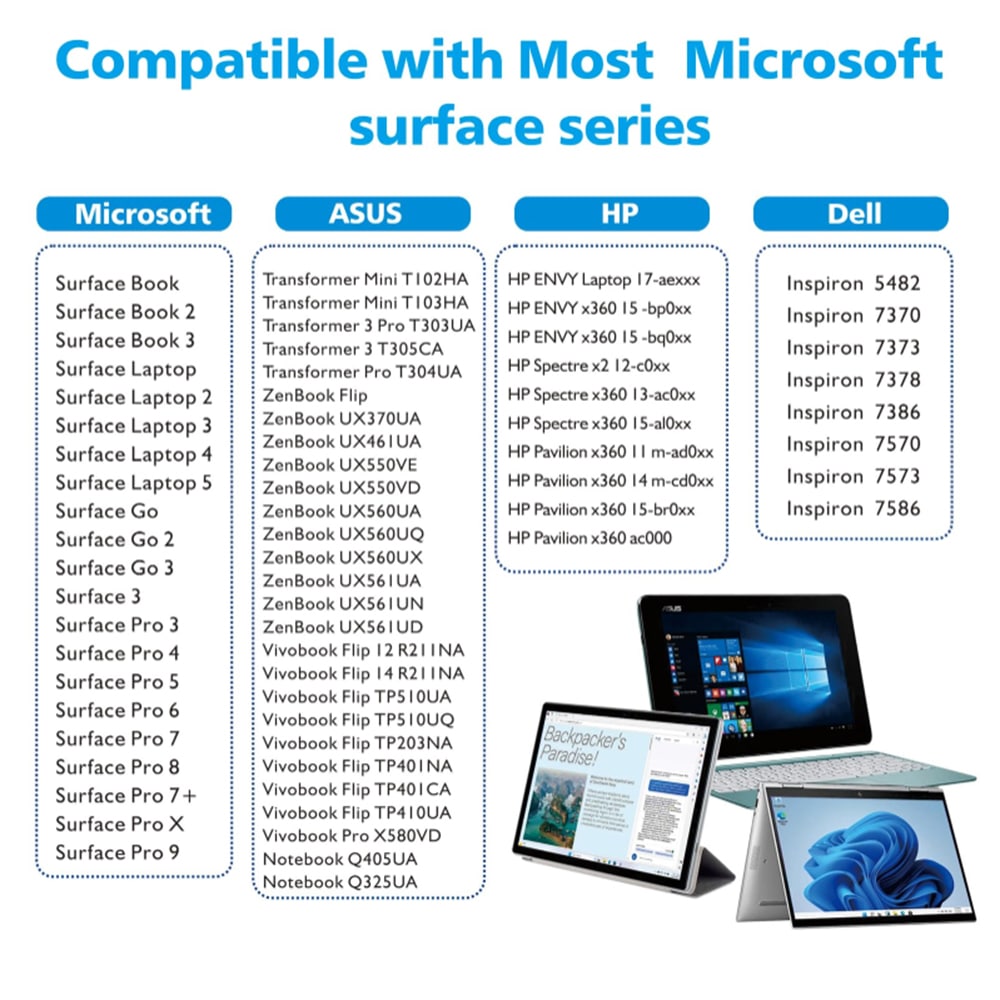 Techsuit stylus για tablet Microsoft Surface, απόρριψη παλάμης, πλευρική απορρόφηση, 90mAh, 5V, 0.2A - μαύρο - Image 7