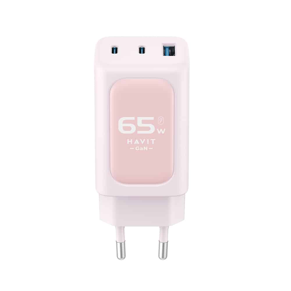 Havit - Wall Charger (uc260 Eu) - 2x USB-C, USB, 65w - Pink - Image 5