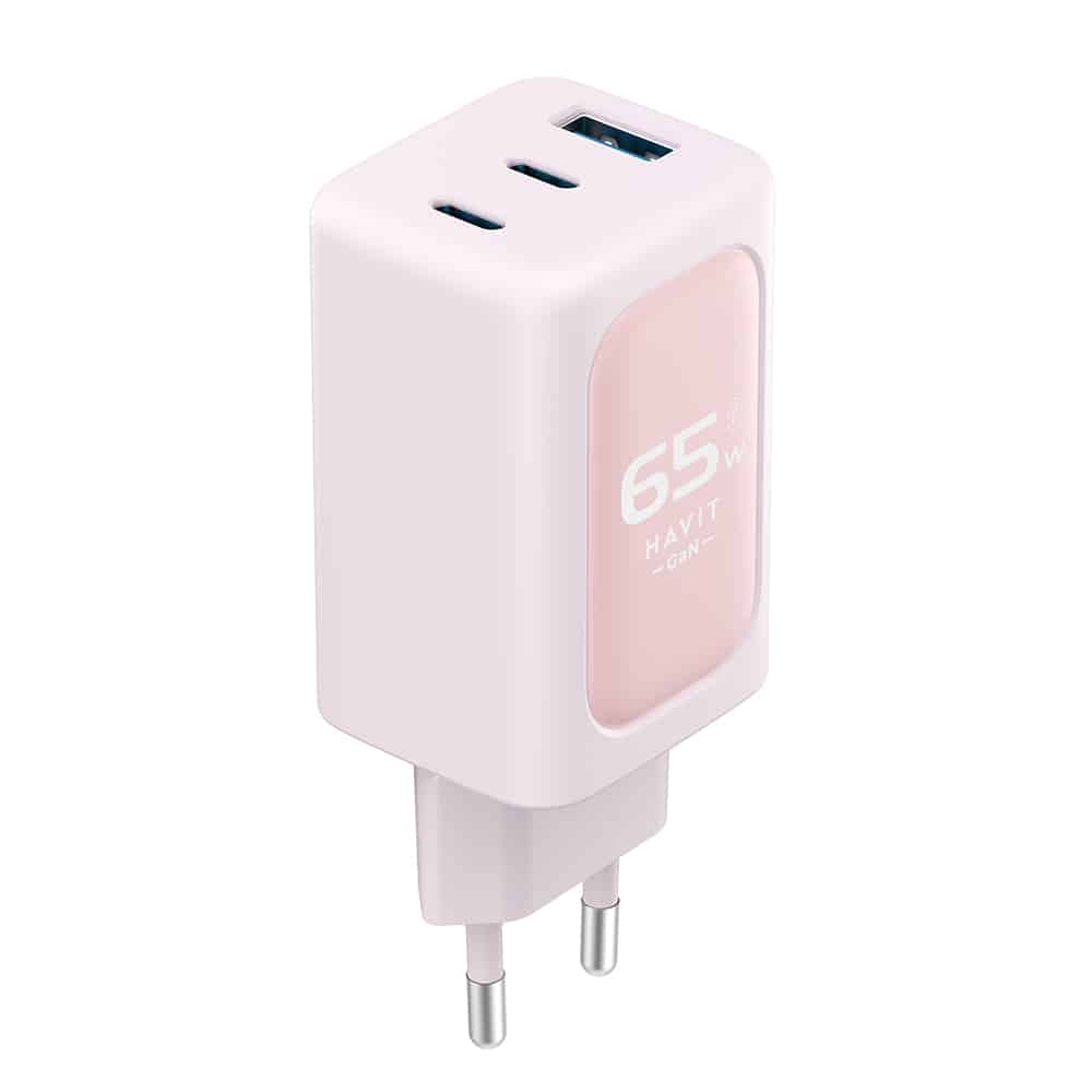 Havit - Wall Charger (uc260 Eu) - 2x USB-C, USB, 65w - Pink - Image 2