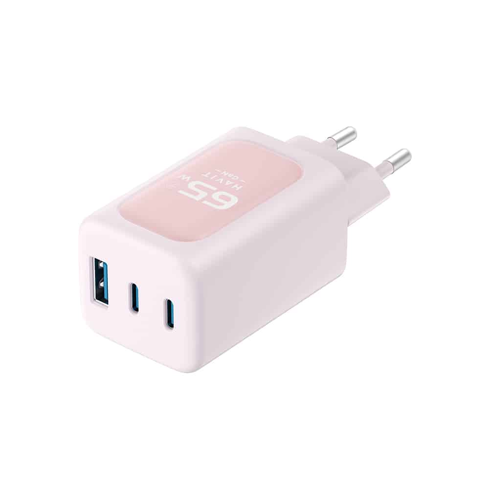 Havit - Wall Charger (uc260 Eu) - 2x USB-C, USB, 65w - Pink - Image 4