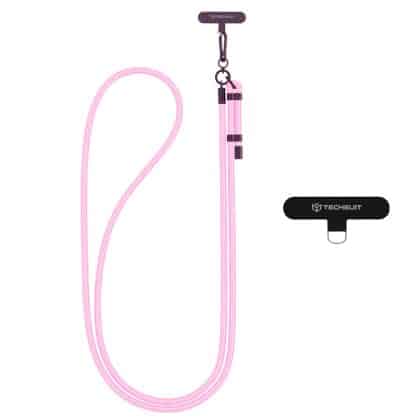 Techsuit - Rope Crossbody Strap (RCS1-25) - for Phones, Carabiner, Nylon Braided, Durable, Adjustable - Flamingo Pink