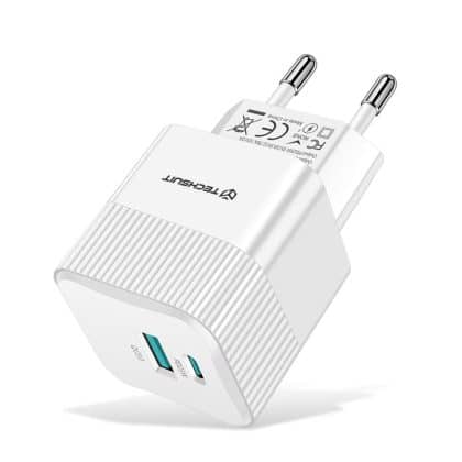 Techsuit - Premium τοίχου φορτιστής Tiny Series (CHPD216) - GaN, USB QC3.0, Type-C PD25W - Λευκό