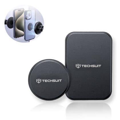 Techsuit - (2 pack) Metal Plate (MP02) - with PU Leather Cover - Black