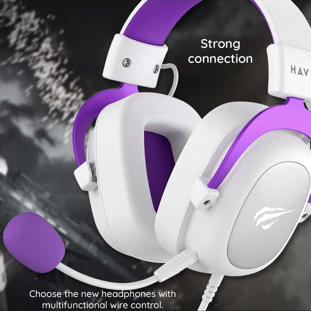 Havit - Gaming Headphones (h2002d) - Detachable Microphone, 53mm Speaker, Compatible With Ps4/xbox, Jack 3.5mm, 2m - Pink - Image 3
