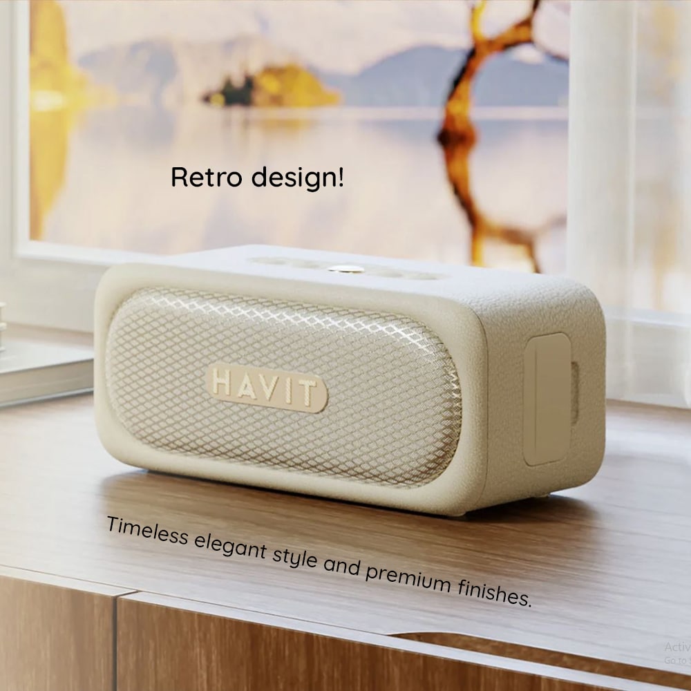 Havit - Wireless Speaker (sk905bt) - Type-C, Bluetooth 5.3, Tws, Tf, Aux, Hands-Free Call, Ipx7, 2000mah - Beige - Image 5