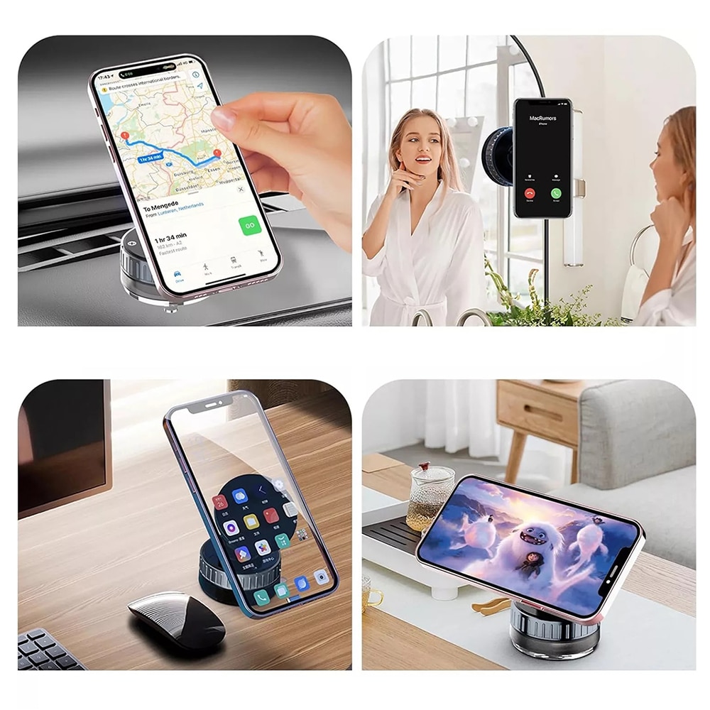 Techsuit - Premium Car Holder με Ασύρματη Φόρτιση (HOLD253) - Μαγνήτες MagSafe N52, Ισχυρή Βεντούζα, Ταμπλό - Μαύρο - Image 5