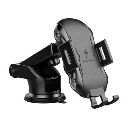 Techsuit - Car Holder with Wireless Charging Premium (CAPD032) - for Dashboard, Windshield, Air Vent, 10W - Black