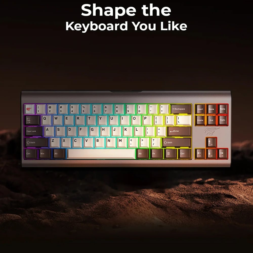 Havit - Gaming Keyboard (kb896l) - USB-C, With Rgb Lights, 71 Keys, 1.2m, 350ma, 5v - Green - Image 2