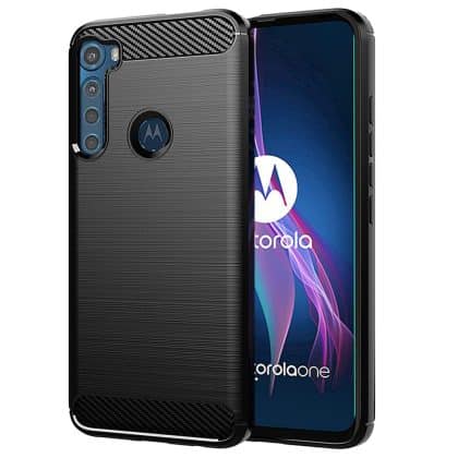 Techsuit Carbon Silicone - θήκη για Motorola One Fusion - Μαύρο