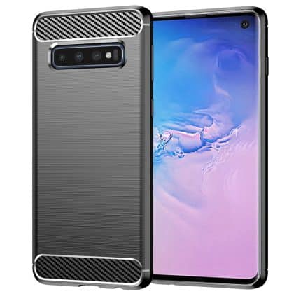 Techsuit Carbon Silicone - θήκη για Samsung Galaxy S10 - Μαύρο