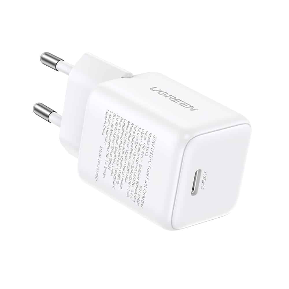 Ugreen - Wall Charger X513 (65009) - USB-C, Gan, Fast Charging, 30w, Qc4, 5v/3a - White - Image 4