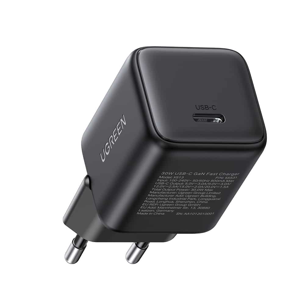 Ugreen - Wall Charger X513 (65007) - USB-C, Gan, Fast Charging, 30w, Qc4, 5v/3a - Black - Image 3