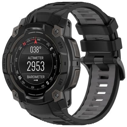 Techsuit - Λουράκι ρολογιού 22mm (W077) - Garmin Instinct 3 50mm/Instinct 3 50mm Ηλιακό - Μαύρο/Γκρι