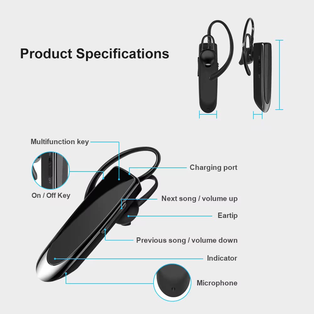 Techsuit - Ακουστικά Bluetooth Premium UrbanEar (CB1) - HandsFree, Type-C, Ακύρωση Θορύβου, Ελαφριά & Άνετα - Μαύρο - Image 7