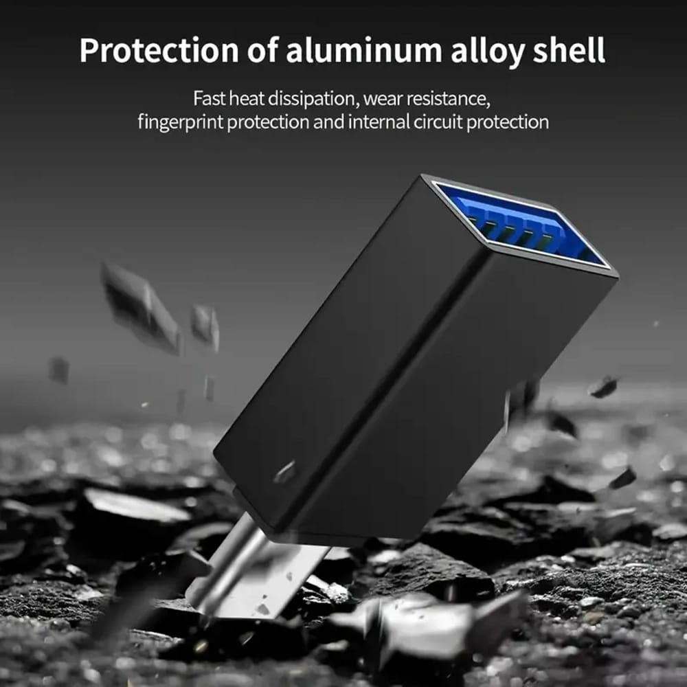 Techsuit - Προσαρμογέας OTG AluCoreX (A14) - USB σε Type-C, 10Gbps, Plug and Play, Κράμα αλουμινίου, Γρήγορη μεταφορά δεδομένων - Μαύρο - Image 4