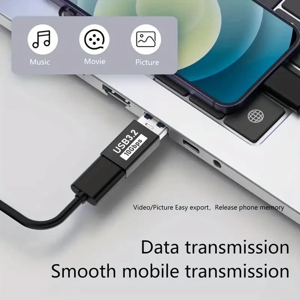 Techsuit - Προσαρμογέας OTG AluCoreX (A14) - USB σε Type-C, 10Gbps, Plug and Play, Κράμα αλουμινίου, Γρήγορη μεταφορά δεδομένων - Μαύρο - Image 6