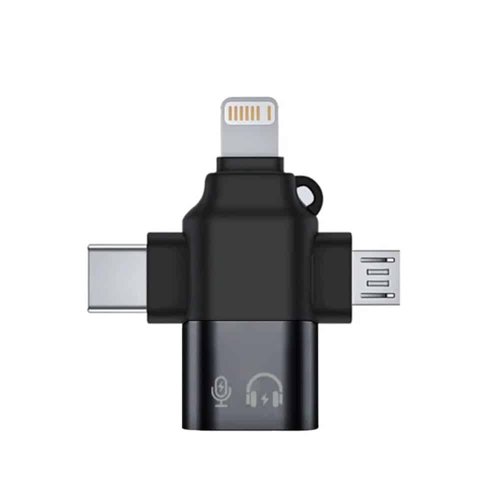 Techsuit - Premium OTG Adapter SoundVoltX (A17) - 4 σε 1, USB σε Micro-USB + Type-C + Lightning, Plug and Play - Μαύρο - Image 3