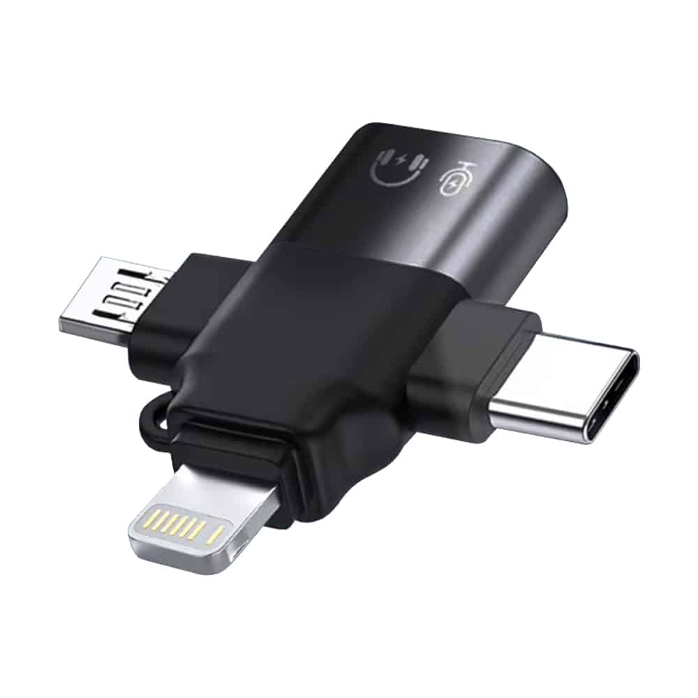 Techsuit - Premium OTG Adapter SoundVoltX (A17) - 4 σε 1, USB σε Micro-USB + Type-C + Lightning, Plug and Play - Μαύρο - Image 2
