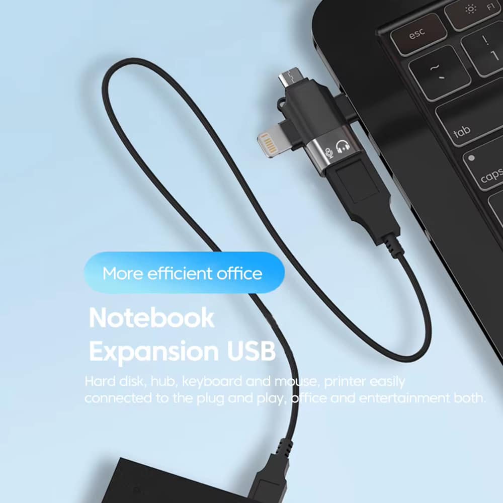 Techsuit - Premium OTG Adapter SoundVoltX (A17) - 4 σε 1, USB σε Micro-USB + Type-C + Lightning, Plug and Play - Μαύρο - Image 6