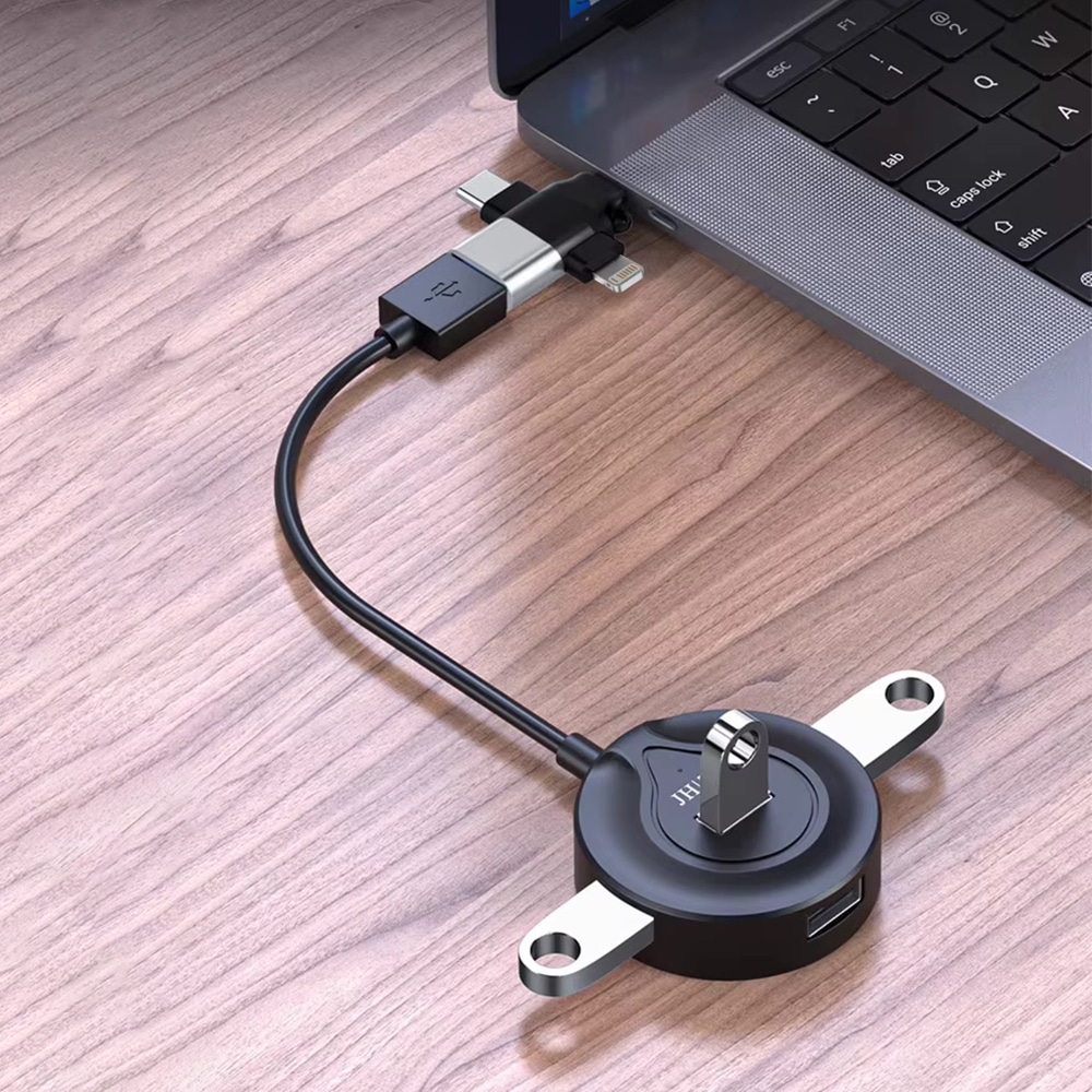 Techsuit - Premium OTG Adapter SoundVoltX (A17) - 4 σε 1, USB σε Micro-USB + Type-C + Lightning, Plug and Play - Μαύρο - Image 5