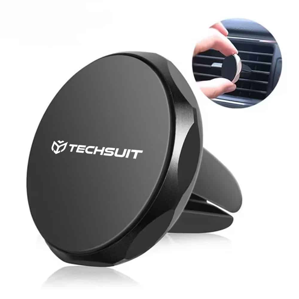 Techsuit - Βάση Αυτοκινήτου TinyGrip (S9) - για Αεραγωγό, με Μεταλλική Πλάκα, Ισχυρό Μαγνήτη, Παγκόσμια Συμβατότητα - Μαύρο / Ασημί - Image 3
