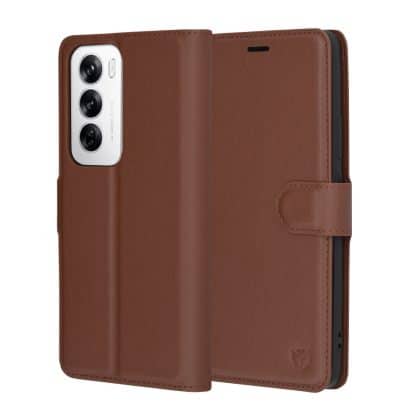 Techsuit Leather Folio - θήκη για Oppo Reno12 - Καφέ