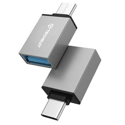 Techsuit - (2 τεμάχια) Προσαρμογείς OTG TriVoltX (A13) - 2x USB σε Type-C, 3A, Plug&Play, Γρήγορη Μεταφορά - Μαύρο