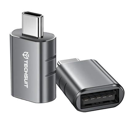 Techsuit - Premium OTG Adapter SlateVolt (A10) - USB 3.0 σε Type-C, 5Gbps, 3A, Κράμα ψευδαργύρου, Υποστήριξη για Thunderbolt 3 - Γκρι