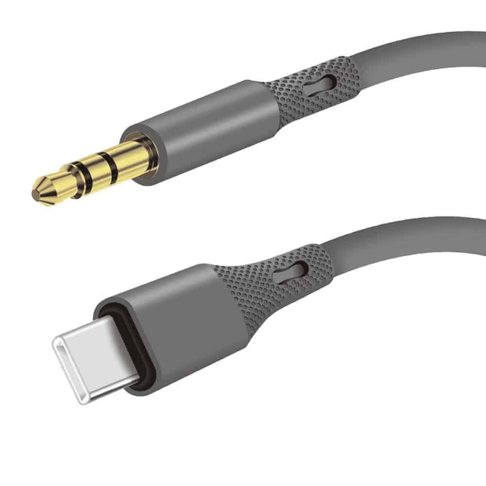 Techsuit - Προσαρμογέας καλωδίου Premium SoundFleX (AC4) - Type-C σε υποδοχή 3.5mm, ποιότητα Hi-Fi, τσιπ DAC, πυριτική γέλη, 1m - γκρι - Image 2