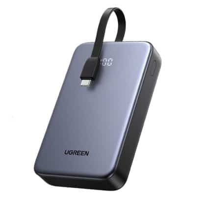 Ugreen - Power Bank Pb505 (45762) - Built-In Type-C Καλώδιο, Fast Charging, 20000mah, USB, USB-C, 22.5w, 5v/3a - Grey