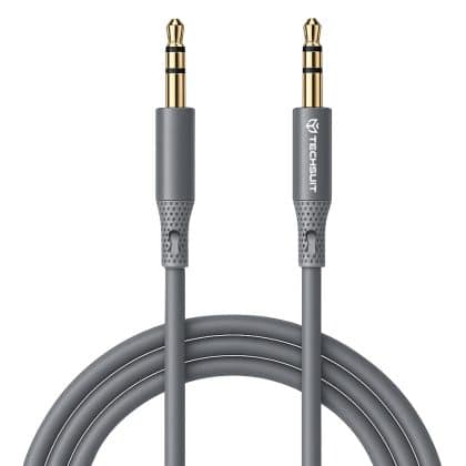 Techsuit - Προσαρμογέας καλωδίου Premium SoundFleX (AC3) - 3,5 χιλ. σε υποδοχή, ποιότητα Hi-Fi, Silica Gel - Γκρι