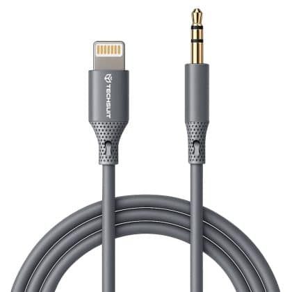 Techsuit - Προσαρμογέας καλωδίου Premium SoundFleX (AC5) - Lightning σε υποδοχή 3.5mm, ποιότητα Hi-Fi, Silica Gel - Γκρι