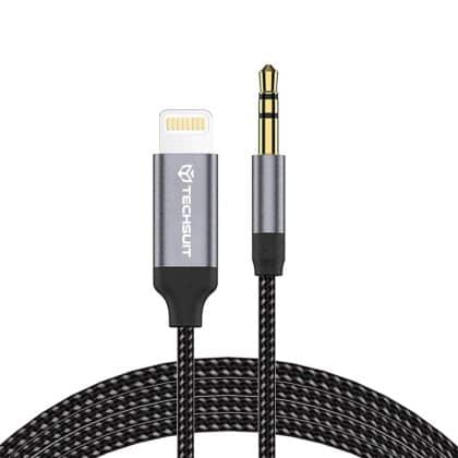 Techsuit - Προσαρμογέας καλωδίου Premium SoundShell (AC10) - iOS σε υποδοχή 3.5mm, 16bit/48Khz, 1.5m - Γκρι