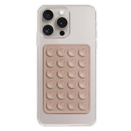 Techsuit - Βάση τηλεφώνου (SL-PAD) - Βεντούζα για selfies, Σιλικόνη, Αυτοκόλλητη βάση, Ορθογώνιο σχήμα - Ανοιχτό καφέ