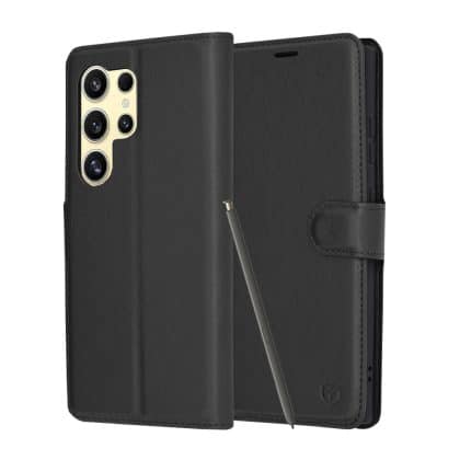 Techsuit Leather Folio - θήκη για Samsung Galaxy S24 Ultra - Μαύρο