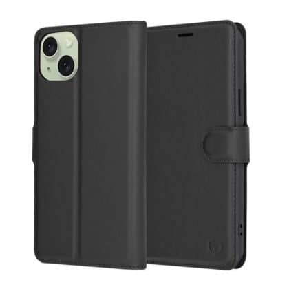 Techsuit Leather Folio - θήκη για Apple iPhone 15 Plus - Μαύρο