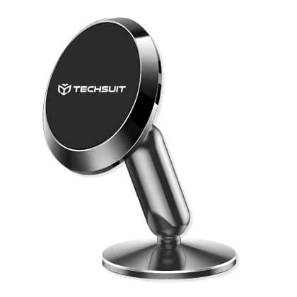 Techsuit - Βάση Αυτοκινήτου TinyGrip (S11) - Μαγνητική Βάση Κινητού, με Μεταλλική Πλάκα, Ισχυρό Μαγνήτη, Αυτοκόλλητο 3M - Μαύρο