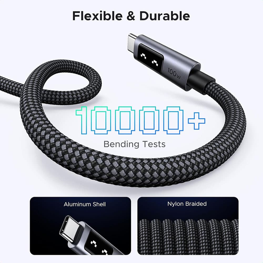 Ugreen - Data Καλώδιο L509 (35512) - USB-C To USB-C, 5a, 100w, 2m, Nylon - Space Gray - Image 7