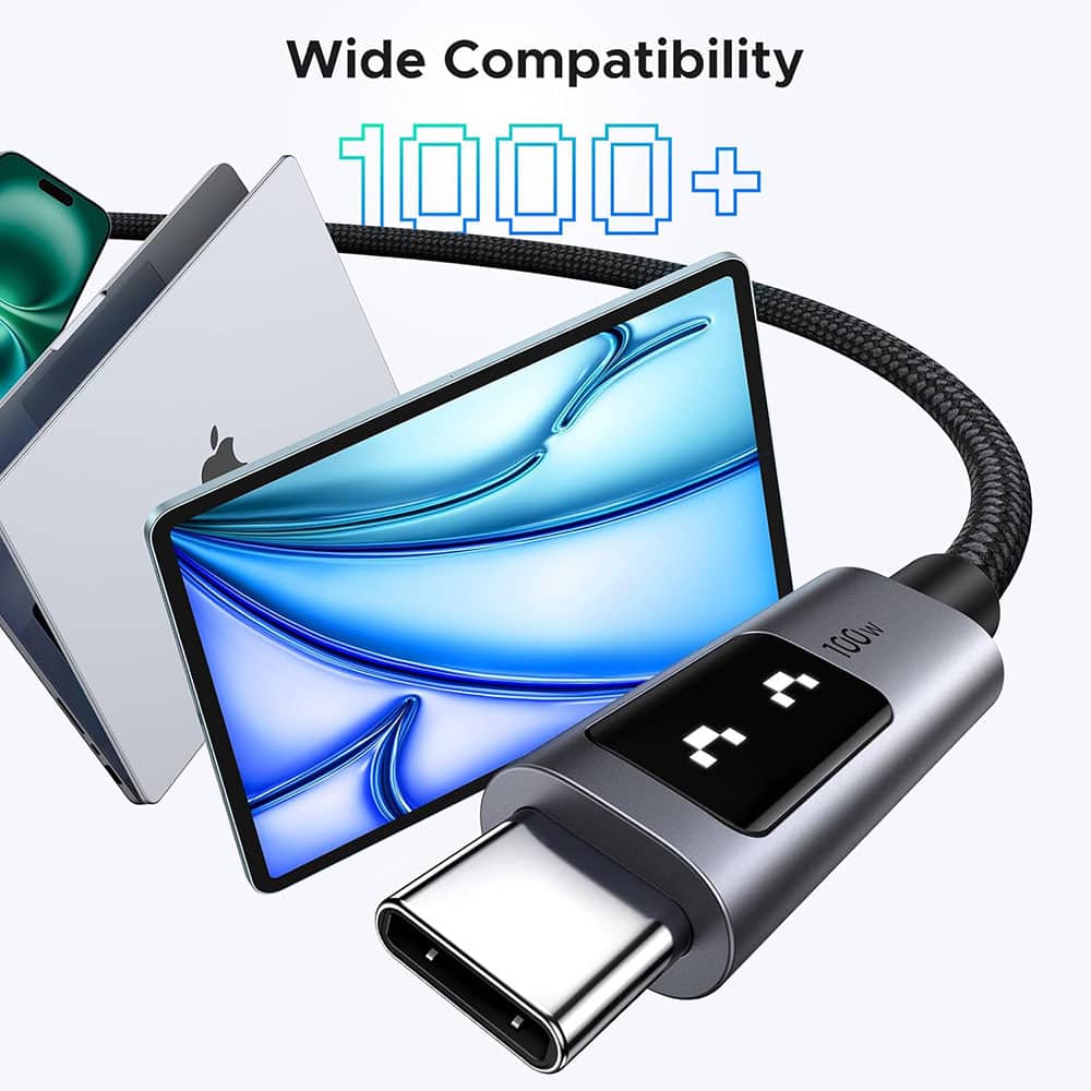 Ugreen - Data Καλώδιο L509 (35501) - USB-C To USB-C, 5a, 100w, 1m, Nylon - Space Gray - Image 4