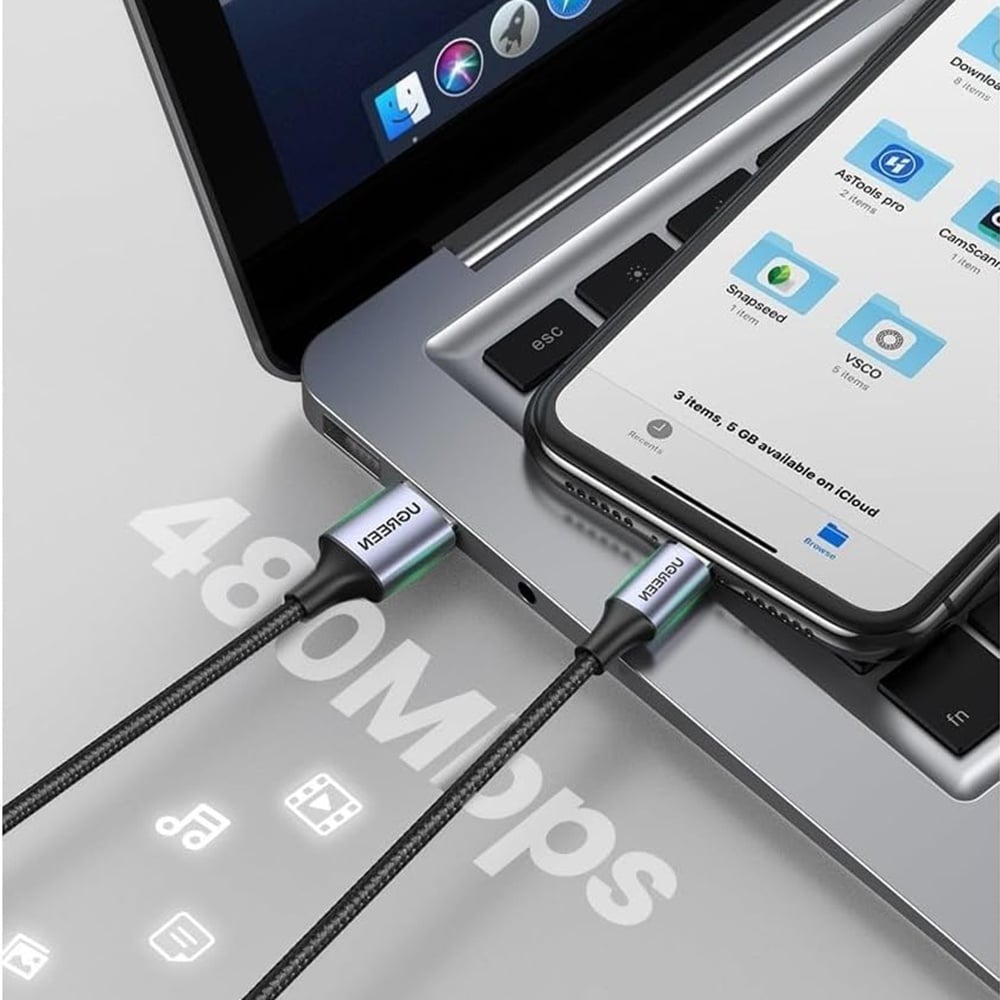 Ugreen - Data Καλώδιο Us199 (60156) - USB To Lightning, Fast Charging 2.4a, 480mbps, 1m - Space Gray - Image 4