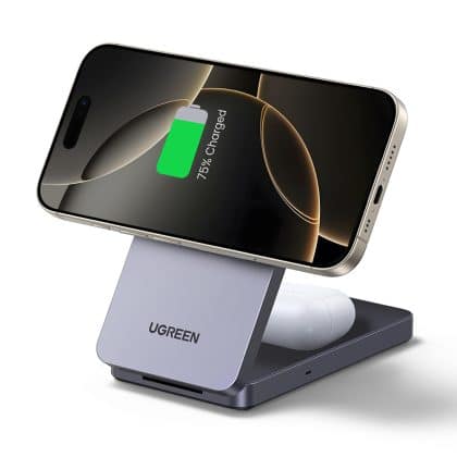 Ugreen - Wireless Charger W528 (45056) - 2in1, Magsafe, για iPhone, Airpods, Compact Foldable Design, 15w, 3a - Black