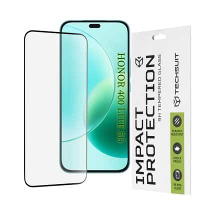 Techsuit - 111D Πλήρης Κάλυψη / Πλήρες Γυαλί με Κόλλα - Honor X8b / X8c / 400 Lite - Μαύρο