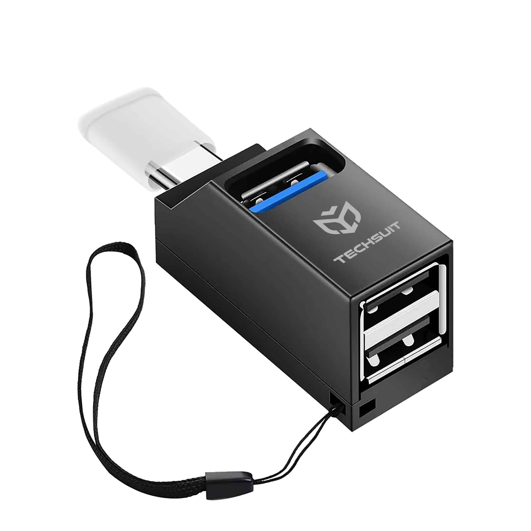 Techsuit - Μίνι Σταθμός Σύνδεσης EchoLink 3 σε 1 (H10) - Τύπος-C σε 2x USB 2.0, 1x USB 3.0 - Μαύρο - Image 2