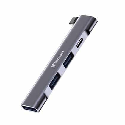Techsuit - Σταθμός σύνδεσης ZenithDock 4 σε 1 (H12) - USB-C σε 2x USB 2.0, 1x USB 3.0, 1x Type-C, 60W - Γκρι