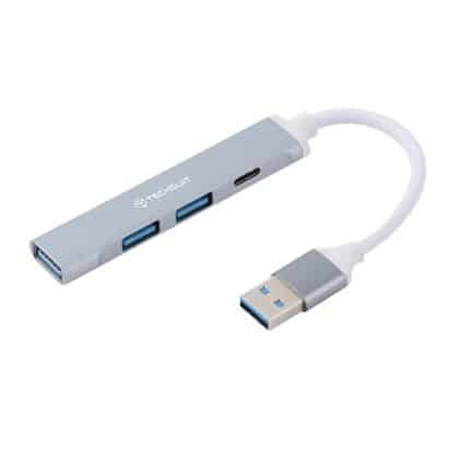 Techsuit - Σταθμός σύνδεσης PolarisBridge 4 σε 1 (H19) - USB σε 2x USB 2.0, 1x USB 3.0, 1x Type-C - Γκρι/Λευκό