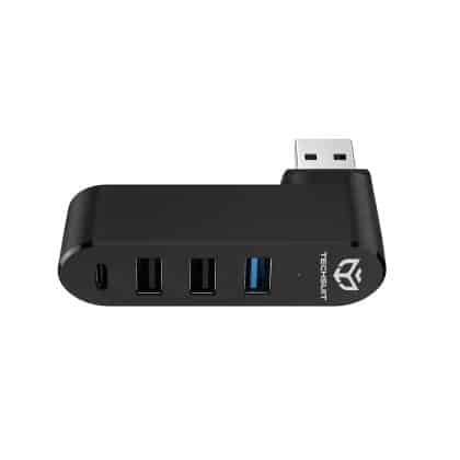 Techsuit - Διαχωριστής Σταθμού Σύνδεσης 4 σε 1 (H17) - USB σε 3x USB, 1x Type-C, 5Gbps, ABS, Περιστροφή 180° - Μαύρο