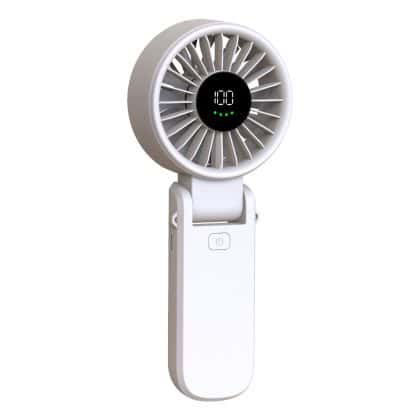 Techsuit - Ανεμιστήρας χειρός Premium Mini (A10) - με ψηφιακή οθόνη LED, επαναφορτιζόμενη θύρα USB-C, 100 ταχύτητες ανέμου, 5400RPM - Λευκό